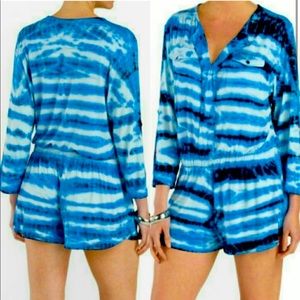 NWT Young Fabulous & Broke YFB Malik Blue Super Soft Tie Dye Printed Romper M